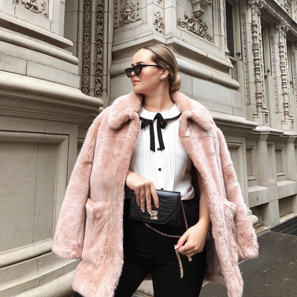 H&M blush faux fur coat (paid $99 USD in nyc)